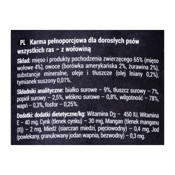 DOLINA NOTECI Rafi z wołowiną, żurawiną i borówką - mokra karma dla psa - 400g