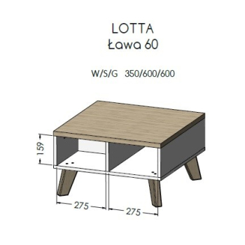 Ława LOTTA 60 biały+ dąb sonoma