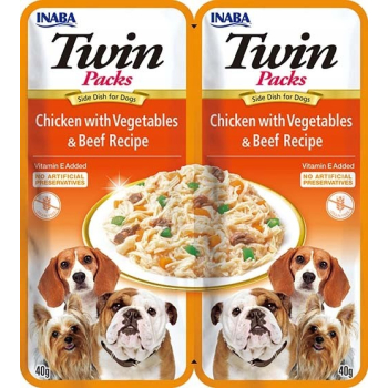 INABA Dog Twin Kurczak Warzywa&Wołowina - Przysmak dla psów -  2x40g