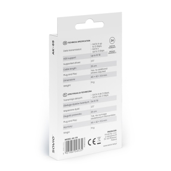 SAVIO ADAPTER USB-C 3.1 GEN 1 (M) - SATA (F) DO DYSKÓW 2.5