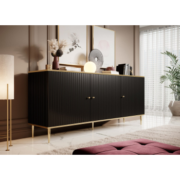 Komoda GLAMOUR 180x40x75,5 czarny mat + złoty