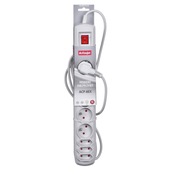 Listwa przeciwprzepięciowa Activejet APN-8g/3m-GR (3 x Typ C, 5 x UTE; 10 A; 3m; kolor szary)