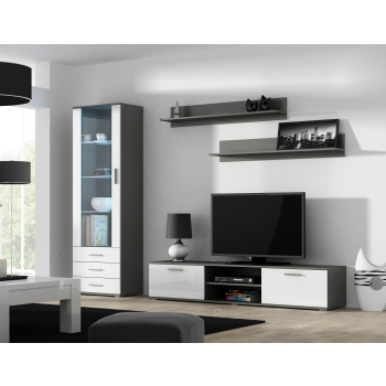 Witryna SOHO S1 szary/ biały połysk