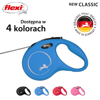 Smycz flexi automatyczna New Classic S linka 5m - dla psa do 12 kg, kolor niebieski