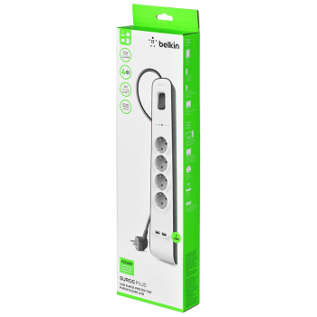 Listwa zasilająca Belkin Power Surge 4-PORT + 2xUSB-A 2m Grey/White Schuko