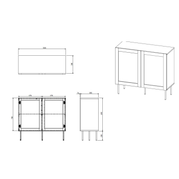 Komoda JUTA 2D 100x39,5x90 czarny + linol calabria