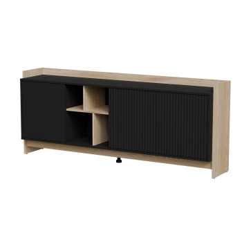 Komoda PORTO 3D 190x38x77 dąb/czarny