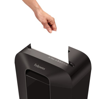 Niszczarka Fellowes LX70, 4407501 kolor czarny, 18 litrów, Niszczy jednorazowo do 11 kartek A4 (70g) na ścinki 4×40 mm (P-4/T-4), Blokada Safety Lock