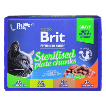 BRIT Premium Cat Sterilised Plate - mokra karma dla kota - 12x100 g
