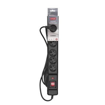 Listwa przeciwprzepięciowa Activejet COMBO 6gn/3m/cz (10A; 2300W) 3m; kolor czarny
