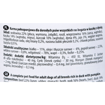 DOLINA NOTECI Premium bogata w kaczkę z dynią - mokra karma dla psa - 400g