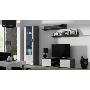Witryna SOHO S1 szary/ biały połysk