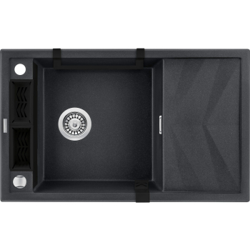 Zlewozmywak granitowy magnetyczny 1-komorowy z ociekaczem DEANTE grafit metalik MAGNETIC