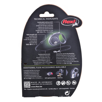 Smycz flexi automatyczna Black Design S taśma 5 m - dla psa do 15 kg, kolor srebrny