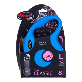 Smycz flexi automatyczna NEW CLASSIC L taśma 8 m - dla psa do 50 kg, kolor niebieski