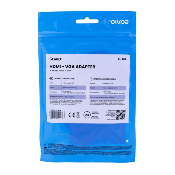 Adapter SAVIO CL-27/B (HDMI M - D-Sub (VGA) F; 0,10m; kolor biały)