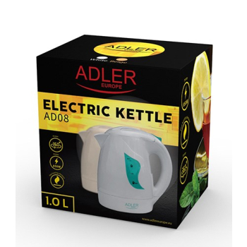 Czajnik elektryczny Adler AD 08w (900W 1l; kolor biały)