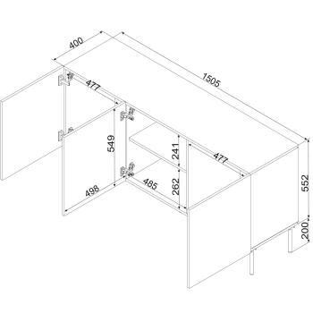 Komoda SIENA 150,5x40x75 czarny mat