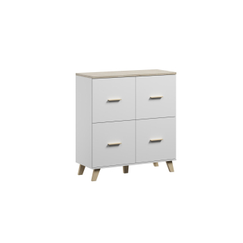 Komoda LOTTA 110 4D biały+ dąb sonoma