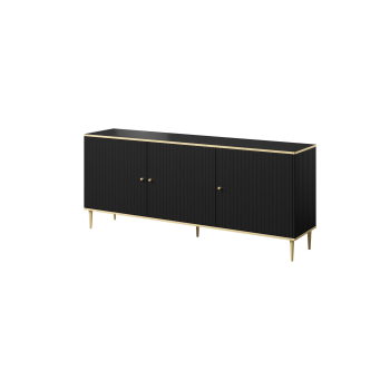 Komoda GLAMOUR 180x40x75,5 czarny mat + złoty