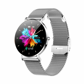 Smartwatch zegarek damski męski Manta Alexa srebrny + czarny pasek (WYPRZEDAŻ)