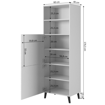 Witryna ABETO 60x40xH176,5 grafit/grafit połysk