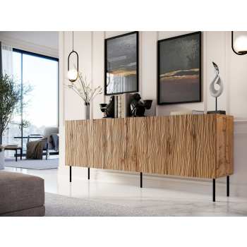 Komoda JUNGLE 190x40,5x74,5 dąb wotan + czarne nóżki