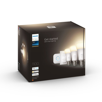 Philips Hue W Starter Kit 9,5W A60 E27 3szt, mostek, przełącznik Philips Hue Hue W Starter Kit 9,5W A60 E27, 3szt., mostek, przełącznik E27 9,5 W Ciep