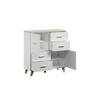 Komoda LOTTA 110 2D4S biały+ dąb sonoma