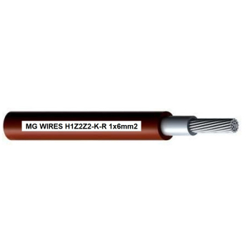 Przewód fotowoltaiczny // MG Wires // 1x6mm2, 0,6/1kV czerwony H1Z2Z2-K-R-6mm2 RD, szpula 500m