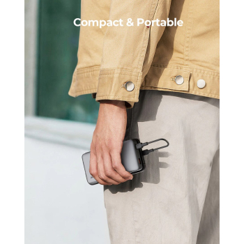 AUKEY POWERBANK 10 000 MAH, USB-C PD 30W, USB-A 22W, SZARY
