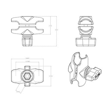 RAM MOUNT ramię montażowe o dł. 6 cm RAM-B-201U-A