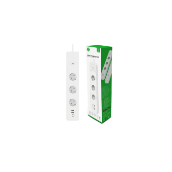 Inteligentna listwa zasilająca WOOX R6132 3xgniazdo sieciowe AC Typ F (CEE 7/4), 2xUSB, 2xUSB-C, WiFi, 1,5m, Biała