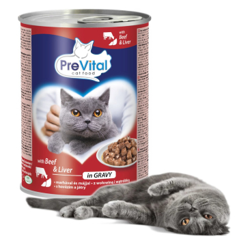PREVITAL - Z wołowiną i wątróbką w sosie - Pełnoporcjowa karma dla dorosłych kotów -  0.415g