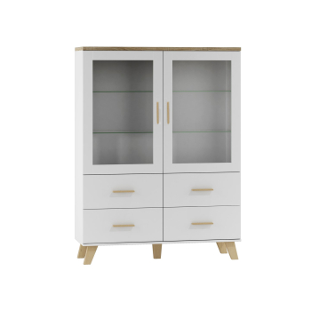 Witryna LOTTA 120 2D4S biały+ dąb sonoma