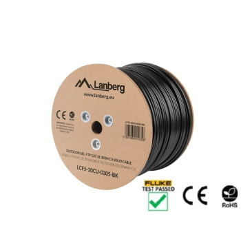 Kabel FTP Lanberg LCF5-30CU-0305-BK (F/UTP, RJ45 - F/UTP, RJ45 ; FTP; 305m; kat. 5e; kolor czarny)