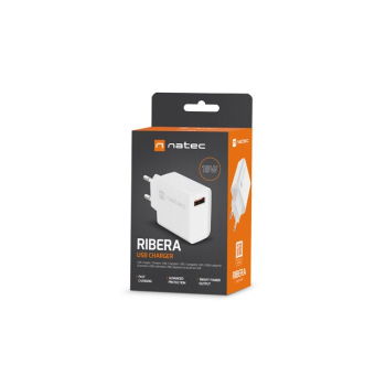 NATEC ŁADOWARKA SIECIOWA RIBERA USB-A 18W BIAŁA NUC-2057