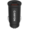 CANYON Ładowarka samoch. C-20-03 PD30W QC3.0 USB-C USB-A Czarna