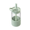BUYDEEM Szklana butelka ze słomką 550ml, DG425, Cozy Greenish