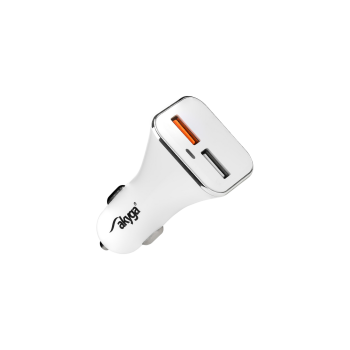 AKYGA Ładowarka samochodowa 12/24V 18W 2x USB-A Quick Charge 3.0 5-12V / 1.5-3A biała