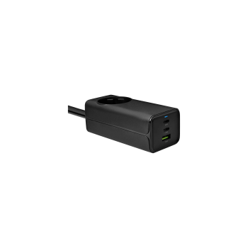 AKYGA Ładowarka sieciowa AK-CH-21 65W 2xUSB-C USB-A PD GaN 5-20V / 1.5-4.5A + gniazdo AC czarna 1.5m