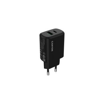 CANYON Ładowarka sieciowa OnCharge 200 20W 1xPD 1xQC EU Czarna