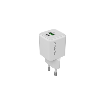 CANYON Ładowarka sieciowa CU20AC GaN 20W 1xPD 1xQC EU Biała
