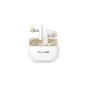 CANYON Słuchawki HEXAGON 7 TWS ANC+ENC Qi Biało-Beżowe