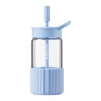 BUYDEEM Szklana butelka ze słomką 550ml, DG425, Blue