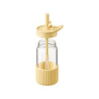 BUYDEEM Szklana butelka ze słomką 550ml, DG425, Mellow Yellow