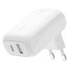 Belkin Ładowarka USB-C 30W, USB-A 12 W, 42W, kątowa, biała
