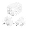 Belkin Ładowarka 100W GaN, 2x USB-C, USB-A, podróżna (EU, US, UK), biała