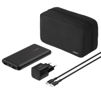 Belkin Zestaw podróżny - Powerbank 10 000 mAh + ładowarka 25 W + kabel USB-C 60 W + etui Belkin Zestaw podróżny - Powerbank 10 000 mAh + ładowarka 25 W + kabel USB-C 60 W + etui