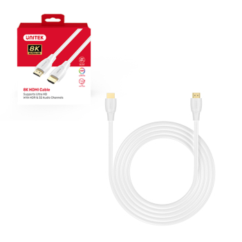 Unitek Kabel HDMI 2.1 8K HDR biały 1,8m Unitek Kabel HDMI 2.1 8K HDR biały 1,8m